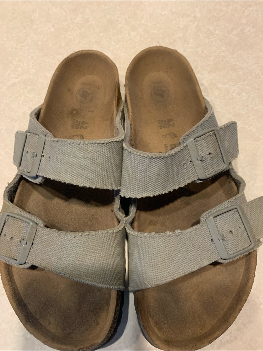 Birkenstock Double-Strap Slide Sandals - Light Gray Size 42
